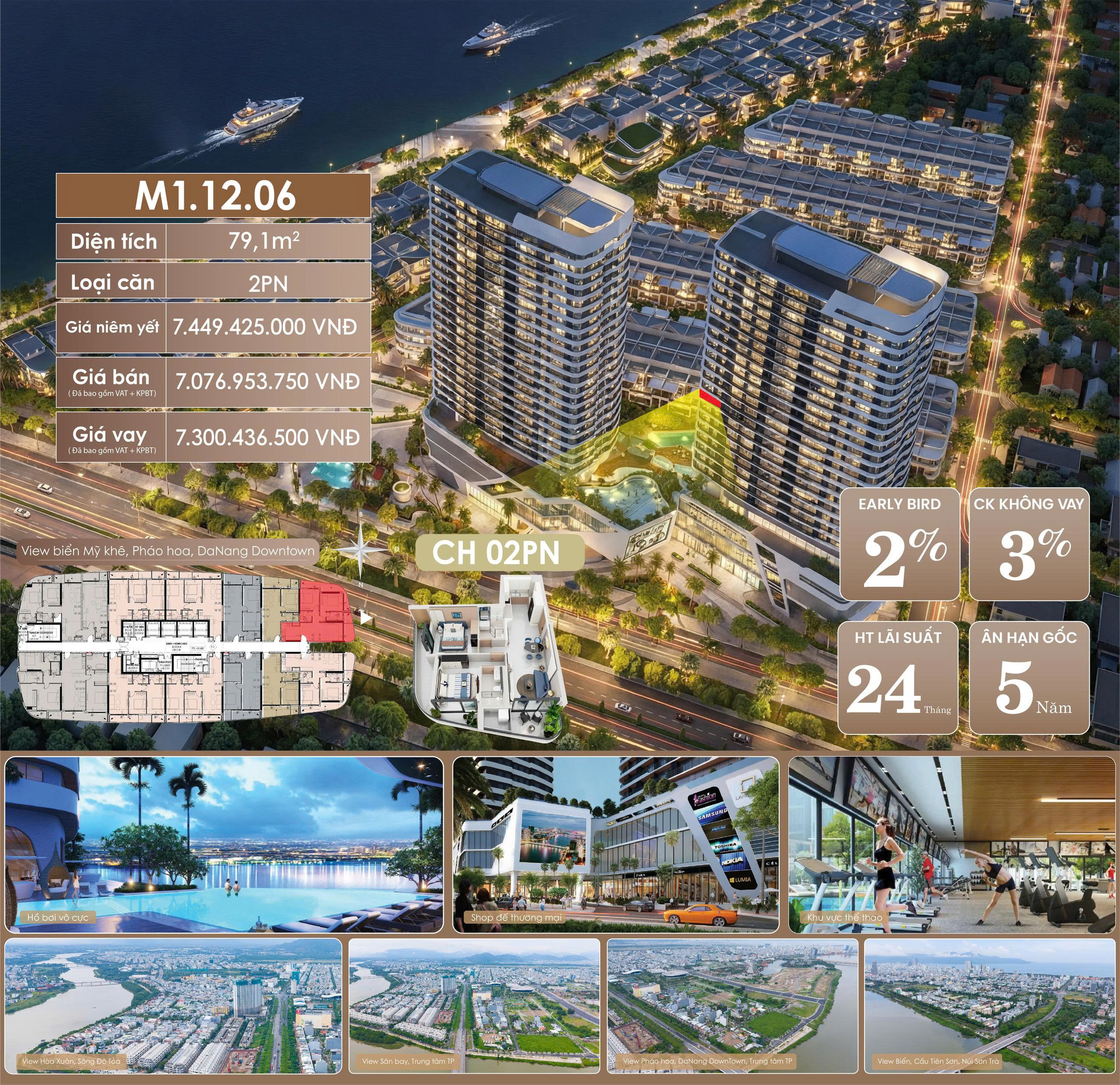 Căn hộ 2 phòng ngủ The Meridian Da Nang: Dòng tiền ổn định, giá trị đầu tư rõ ràng - Hình 1