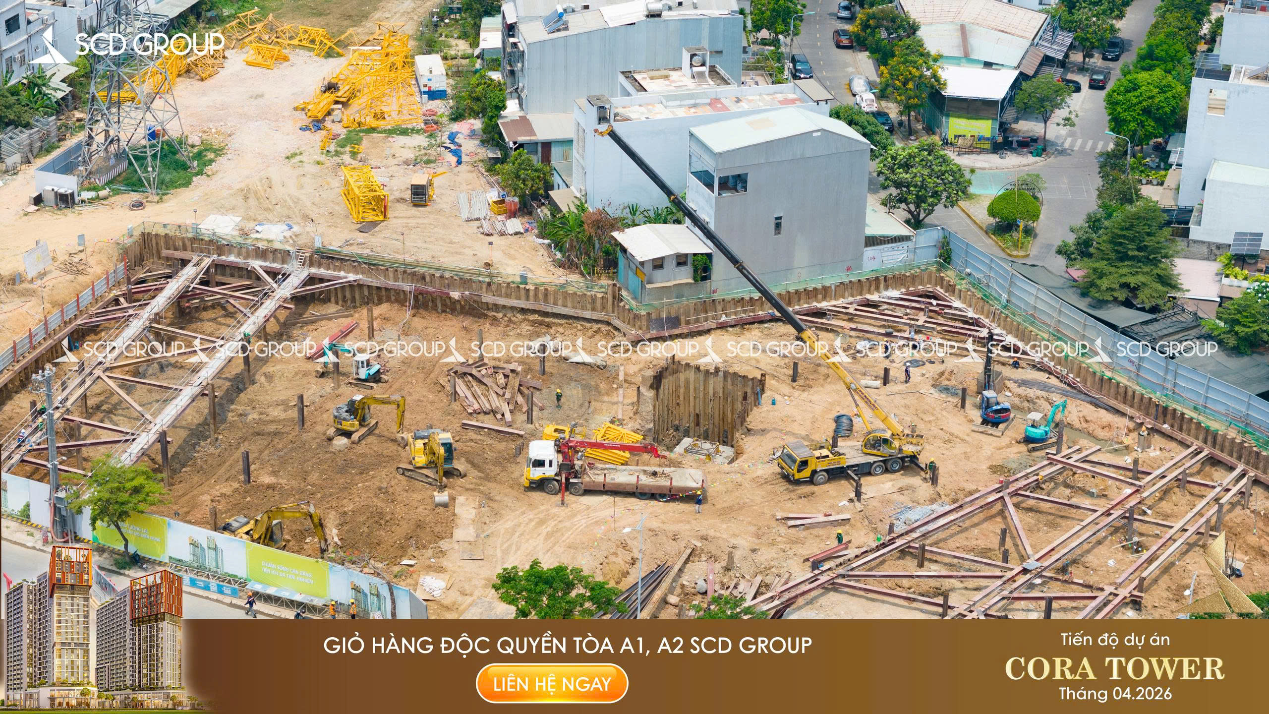 Cập nhật tiến độ Cora Tower tháng 4/2026.
