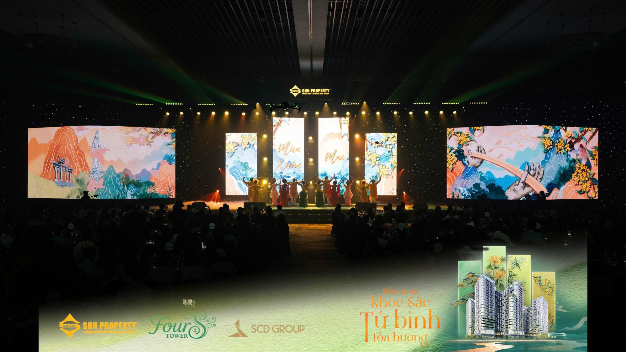 Không gian đặc sắc lấy cảm hứng từ ” Tứ Bình” tại sự kiện ra mắt FourS Tower. Ảnh: Ánh Dương.