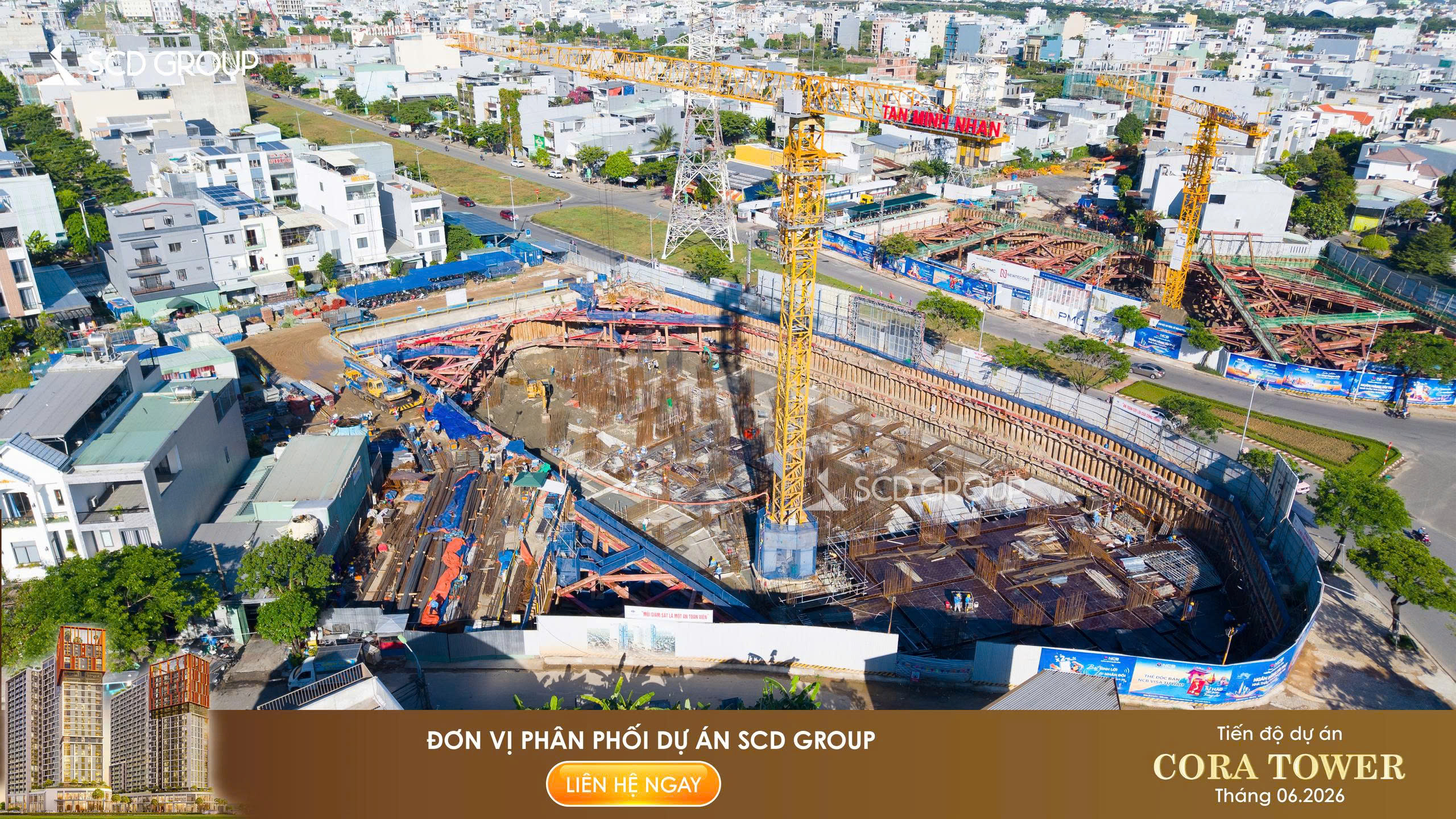 Cập nhật tiến độ Cora Tower tháng 6/2026.
