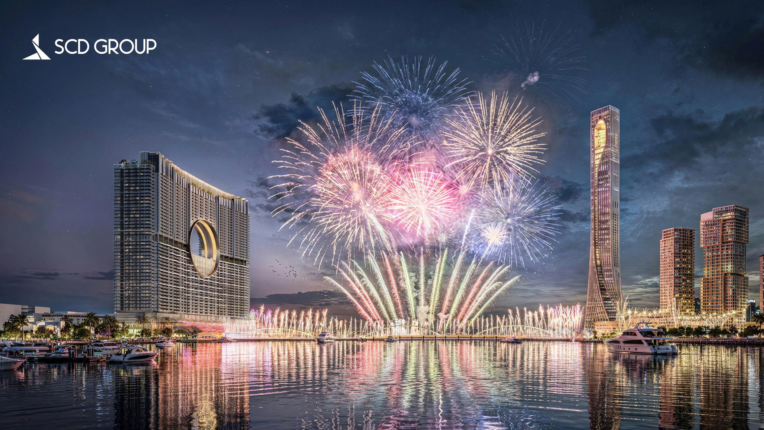 Khán đài pháo hoa với 20.000 chỗ ngồi tại Sun Galaxy Complex. Ảnh: Sun Property.