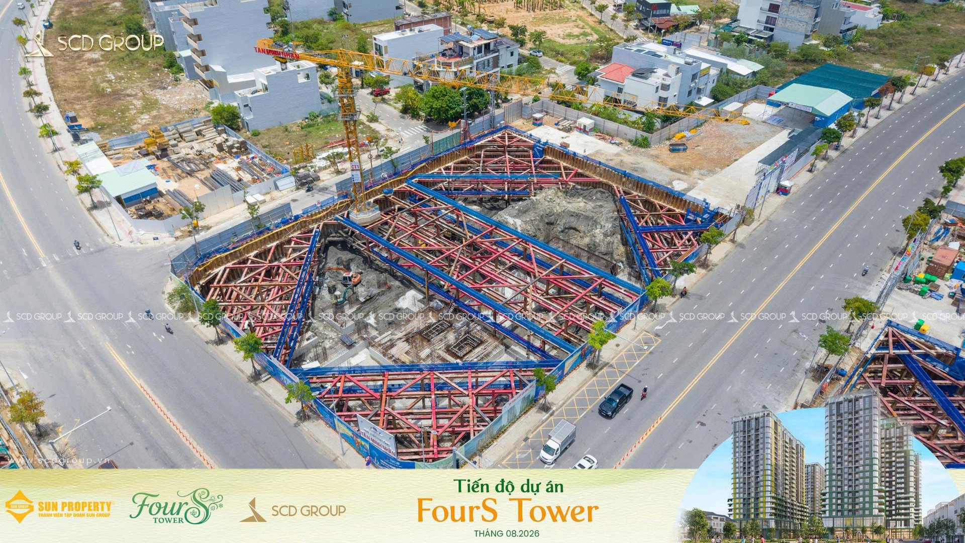 Cập nhật tiến độ dự án FourS Tower tháng 08/2026.