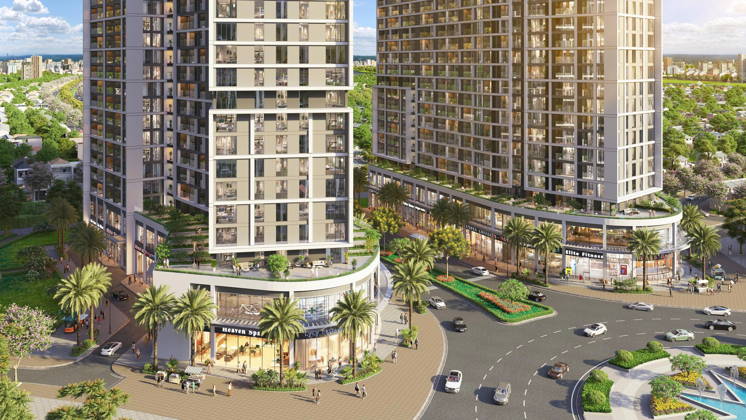 Thiết kế mặt kính lớn và trần cao 7m giúp shophouse dễ dàng tùy biến cho nhiều mô hình kinh doanh. Ảnh minh hoạ: Sun Property.