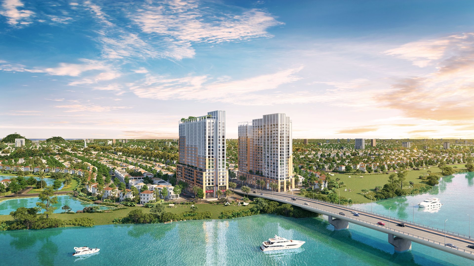 Tạo lạc ngay chân cầu Hòa Xuân - Spana Tower là dự án hưởng lợi trực tiếp từ dự án giao thông này. Ảnh: Sun Property.