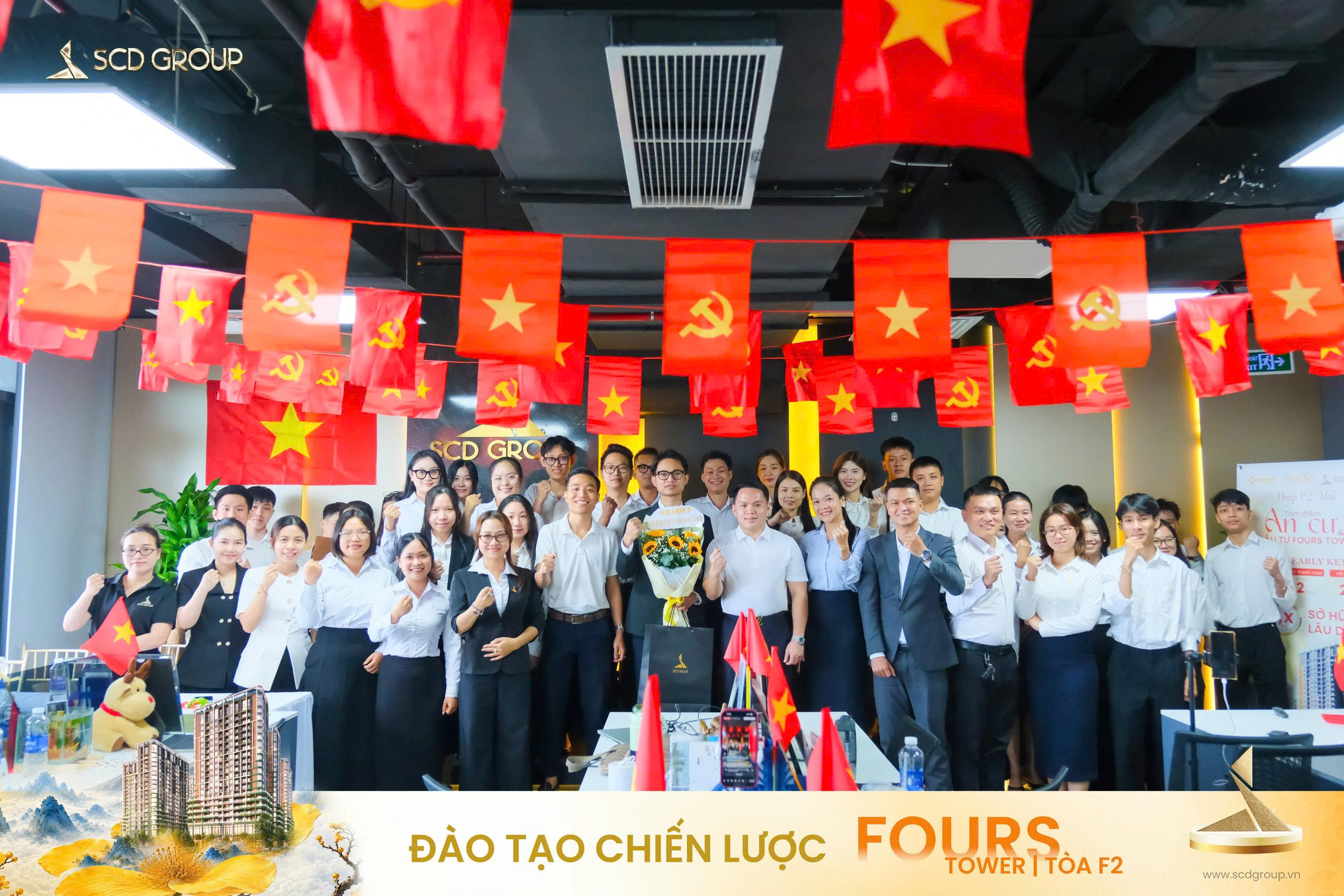Đào tạo chiến lược đại lý dự án FourS Tower tòa F2 3 Chương trình diễn ra rất thành công với sự tham gia đông đủ của CBNV SCD Group và các sàn đại lý.