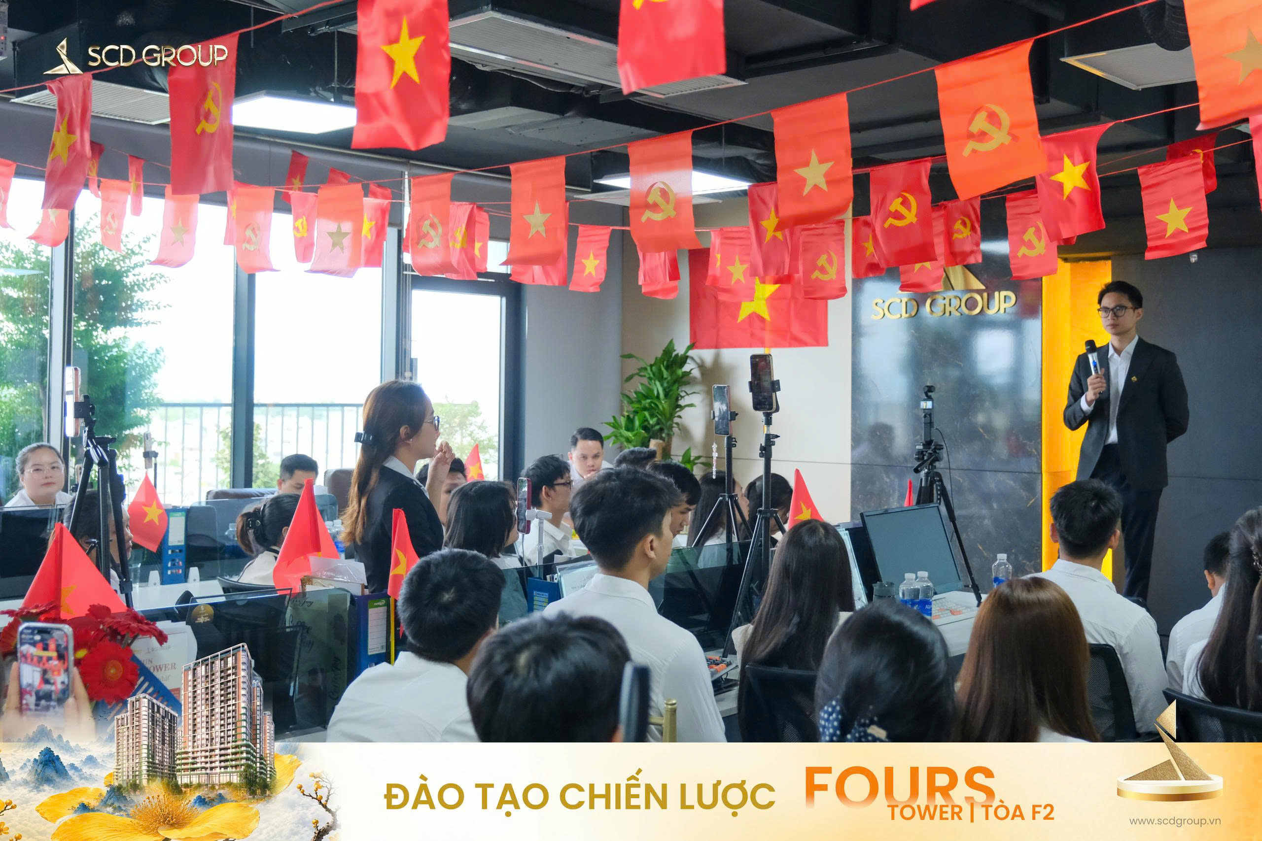 Đào tạo chiến lược đại lý dự án FourS Tower tòa F2 2 Buổi đào tạo được diễn ra sôi nổi với rất nhiều câu hỏi đã được đại diện CDT giải đáp.