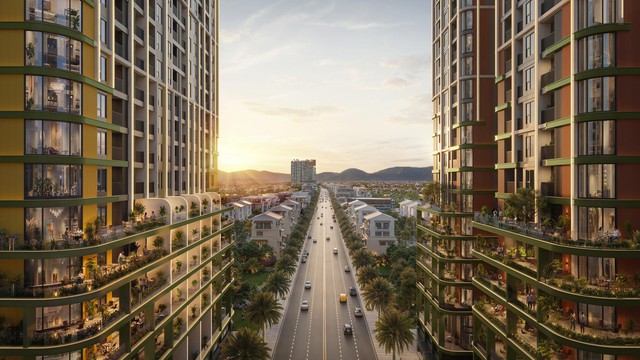 Tháp Mùa Xuân nằm tại tâm điểm khu đô thị sinh thái Sun Riverpolis với vị trí kết nối thuận lợi. Ảnh: Sun Property. 