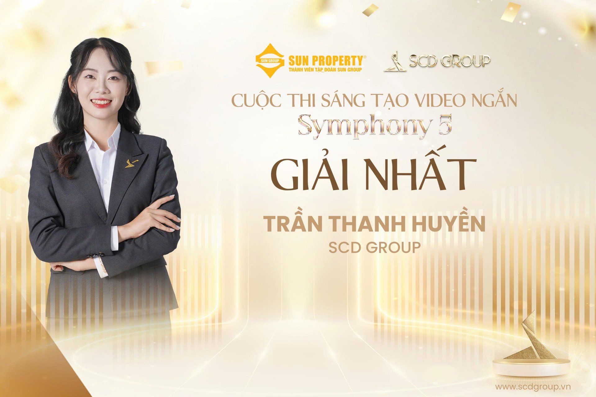 Ms.Trần Thanh Huyền với giải nhất cuộc thi Sáng tạo Sun Symphony Residence.